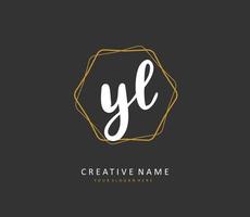 YL Initial letter handwriting and  signature logo. A concept handwriting initial logo with template element. vector