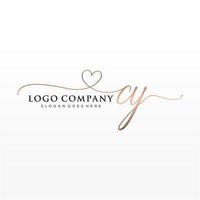 Initial CY feminine logo collections template. handwriting logo of initial signature, wedding, fashion, jewerly, boutique, floral and botanical with creative template for any company or business. vector