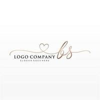 Initial BS feminine logo collections template. handwriting logo of initial signature, wedding, fashion, jewerly, boutique, floral and botanical with creative template for any company or business. vector