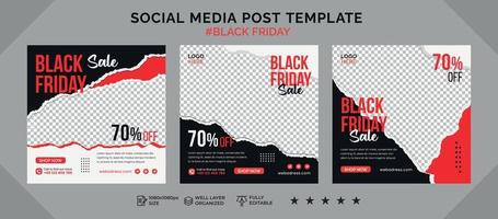 Black friday social media post banner template and sale discount square banner vector