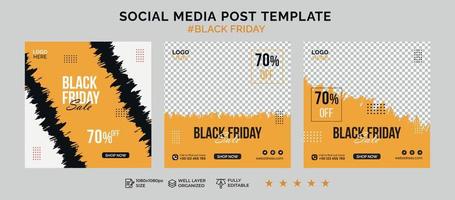 Black friday social media post banner template and sale discount square banner vector