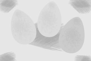 3 Easter Eggs on Abstract background texture with freehand hatching in grayscale. Doodle style. EPS vector