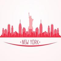 New York city linear style skyline with buildings, towers, vector illustration