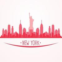 New York city linear style skyline with buildings, towers, vector illustration