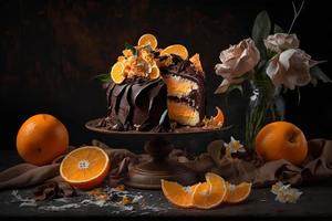 Dark Chocolate Orange Cake with Orange Buttercream Frosting photo