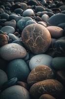 Pebble stones on the beach - soft focus with vintage filter photo