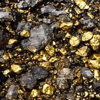 Pure gold nugget ore found in mine with natural water sources, photo