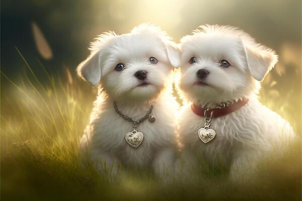 Fantastic love background two super cute Maltese dogies love concept  generative AI 22190606 Stock Photo at Vecteezy