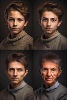 Age Progression of a Hansome Young Man Through His Older Years of Life - . photo