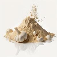 Pile of garlic powder on white, created with photo