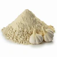 Pile of garlic powder on white, created with photo