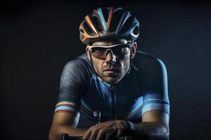 ciclista dramático retrato, creado con generativo ai foto