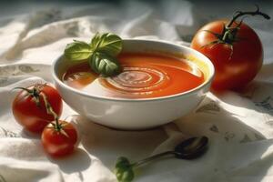 Tomato soup, created with photo