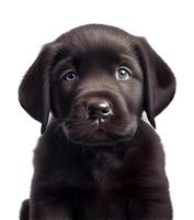 Black labrador puppy on white background, created with photo