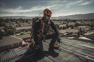 solar panel instalador, creado con generativo ai foto