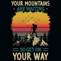 Mountain hiking graphics tshirt design vector