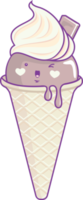 la glace crème cône kawaii style isolé sur blanc Contexte illustration png