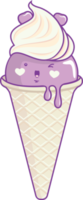 la glace crème cône kawaii style isolé sur blanc Contexte illustration png