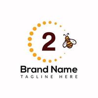 Bee Template On 2 Letter. Bee and Honey Logo Design Concept vector