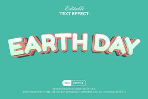 3D Text Effect Earth Day. Editable Text Effect. vector