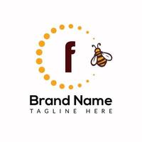 Bee Template On F Letter. Bee and Honey Logo Design Concept vector