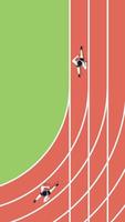 People on running track. Top view of running track. vector