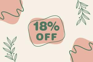 18 percent Sale and discount labels. price off tag icon flat design. vector