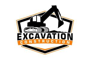 Excavator logo template vector. Heavy equipment logo vector for construction company.