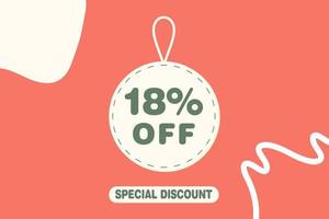 18 percent Sale and discount labels. price off tag icon flat design. vector