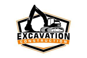 Excavator logo template vector. Heavy equipment logo vector for construction company.