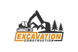 Excavator logo template vector. Heavy equipment logo vector for construction company.