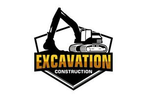 Excavator logo template vector. Heavy equipment logo vector for construction company.