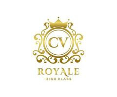 Golden Letter CV template logo Luxury gold letter with crown. Monogram alphabet . Beautiful royal initials letter. vector