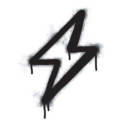 Spray Painted Graffiti electric lightning bolt symbol Sprayed isolated with a white background. graffiti electric lightning bolt icon with over spray in black over white. Vector