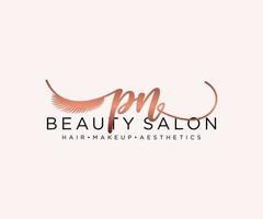 Initial PN feminine logo collections template. handwriting logo of initial signature, wedding, fashion, jewerly, boutique, floral and botanical with creative template for any company or business. vector