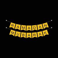 A black background with a banner that says ramadan mubarak. vector