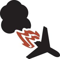 Airplane accident icon symbol image vector, illustration of the flight aviation in black image. EPS 10 vector