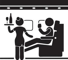 Stewardess service on cabin icon symbol vector