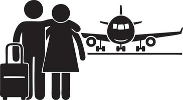 Couple passengers, traveling by airplane icon symbol vector