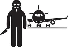 Aircraft sabotage, crime, icon symbol vector