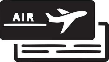 Airplane ticket icon symbol image vector, illustration of the flight aviation in black image. EPS 10 vector