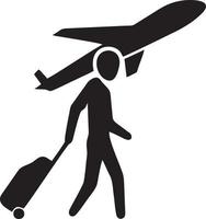 Plane icon symbol image vector, illustration of the flight aviation in black image. EPS 10 vector