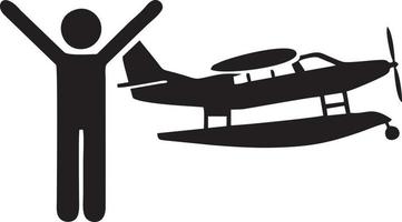 Plane icon symbol image vector, illustration of the flight aviation in black image. EPS 10 vector