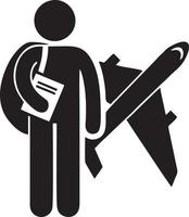 Plane icon symbol image vector, illustration of the flight aviation in black image. EPS 10 vector