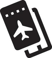 Airplane ticket icon symbol image vector, illustration of the flight aviation in black image. EPS 10 vector