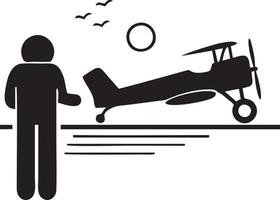 Plane icon symbol image vector, illustration of the flight aviation in black image. EPS 10 vector