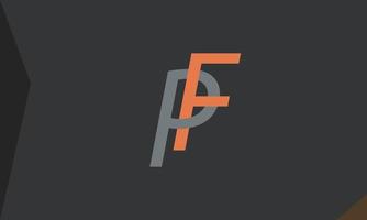 alfabeto letras iniciales monograma logo pf, fp, p y f vector