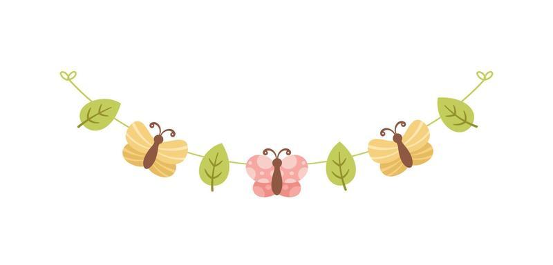 Cute Butterfly Garland, Spring Summer Nature Design Element