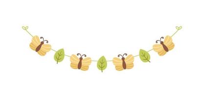 Cute Butterfly Garland, Spring Summer Nature Design Element vector
