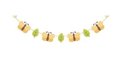 Cute Butterfly Garland, Spring Summer Nature Design Element vector